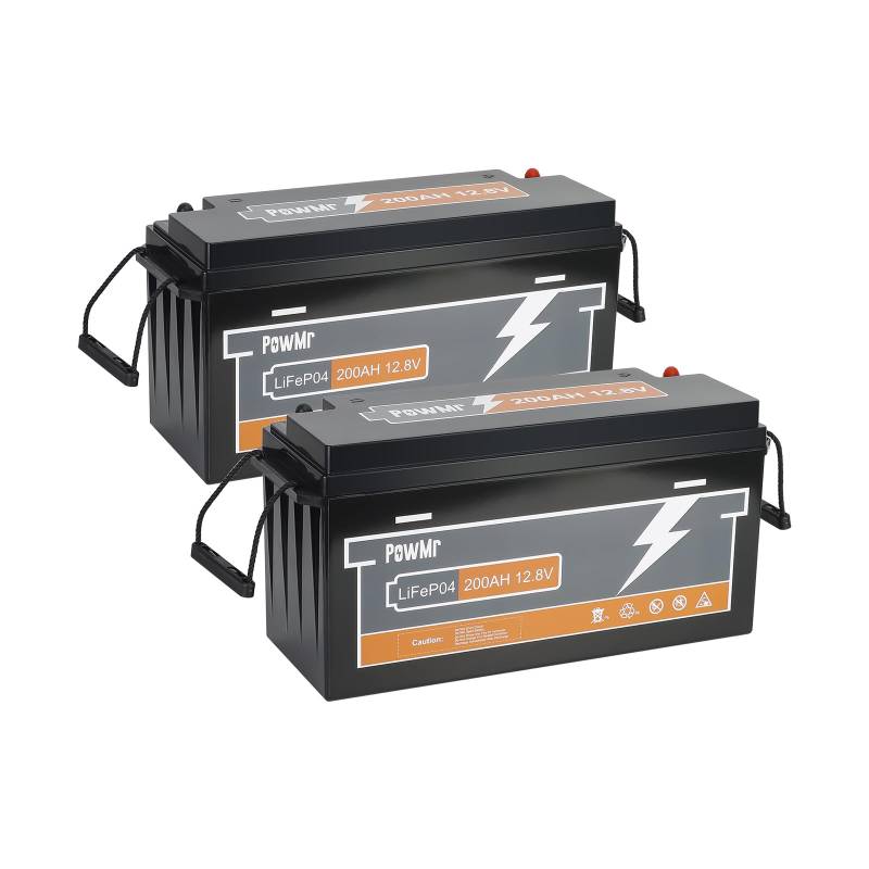 PowMr LiFePO4 2Pcs 200Ah 12V Batterie mit BMS Low Temperature Schutz und 6000-15000 Zyklen, 1280Wh Lithiumbatterie von PowMr