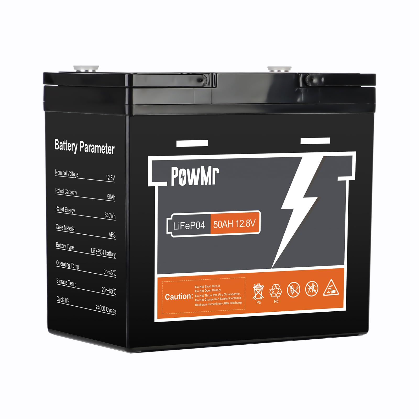 PowMr LiFePO4 50Ah 12V Batterie mit BMS Low Temperature Schutz und 6000-15000 Zyklen, 1280Wh Lithiumbatterie von PowMr