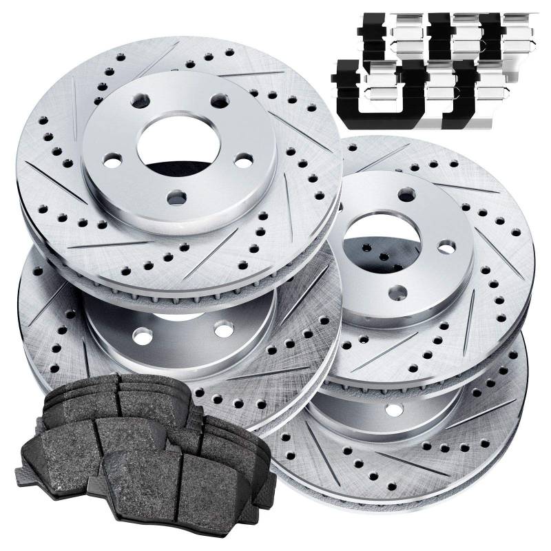 PowerSport Bremsen und Rotoren Set vorne hinten Bremsbeläge vorne hinten Bremsscheiben und Bremsbeläge Keramik Bremsbeläge und Rotoren passend für Ford Mustang 2005–2010 von Power Sport