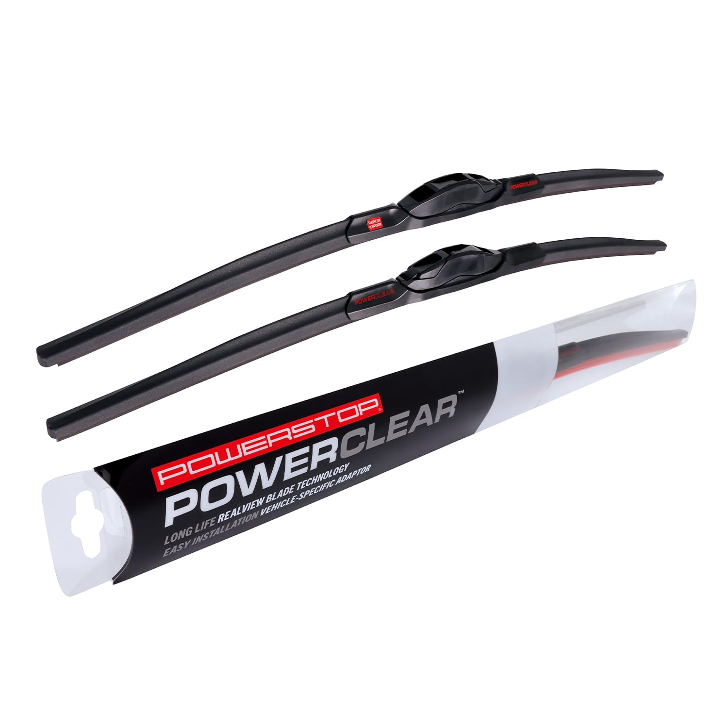 PowerStop PowerClear PCK-2424-1 Scheibenwischerblätter-Set, vorne, 61 cm + 61 cm, J-Haken Typ für Ram 1500, Honda Ridgeline, Mazda MPV, Kia Sedona, Honda Odyssey [Modellspezifisch] von Power Stop