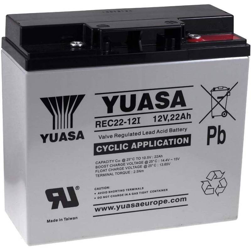 Yuasa Ersatzakku für Notbeleuchtung Alarmanlagen 12V 22Ah zyklenfest, 12V, Lead-Acid von Yuasa