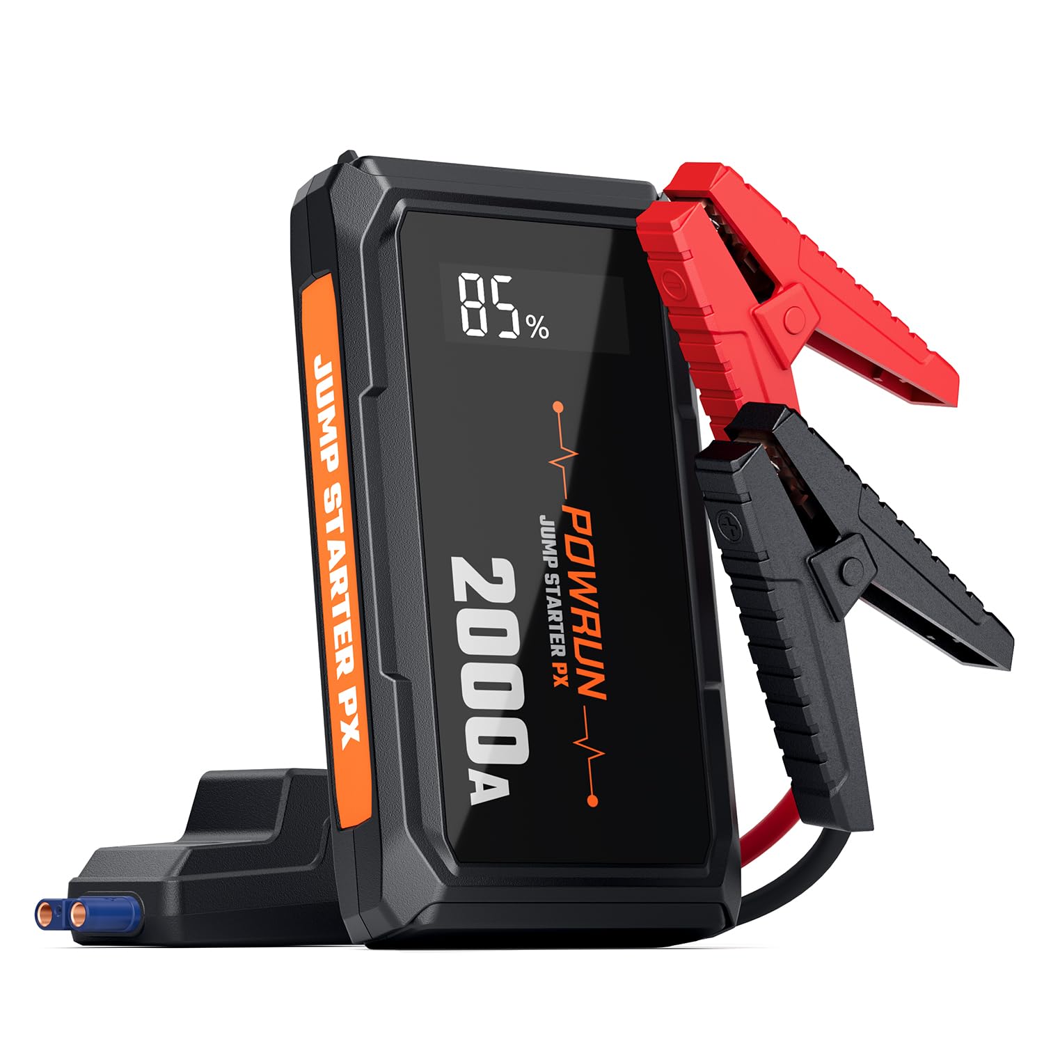 Powrun PX Starthilfe Powerbank,2000A Spitzstrom Auto Starthilfe für bis zu 6.0L Benzin und 5.0L Diesel, 12V Tragbare Booster Auto Starthilfe, Starter Powerbank mit Tragetasche (Orange) von Powrun