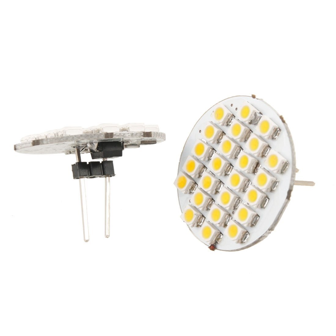 Prakti 2 Stück Auto Auto Warmweiß 1210 SMD 24 Vertikale G4 Back Pin Glühbirne von Prakti