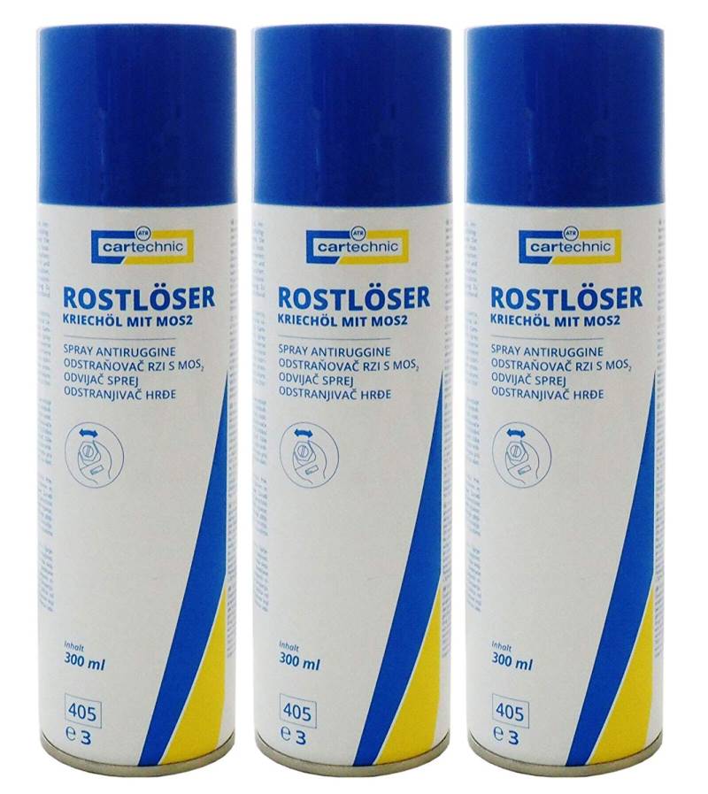 12x cartechnic Rostlöser Spray 300ml, Kriechöl mit MOS2, Korrosionsschutz von Preisjubel