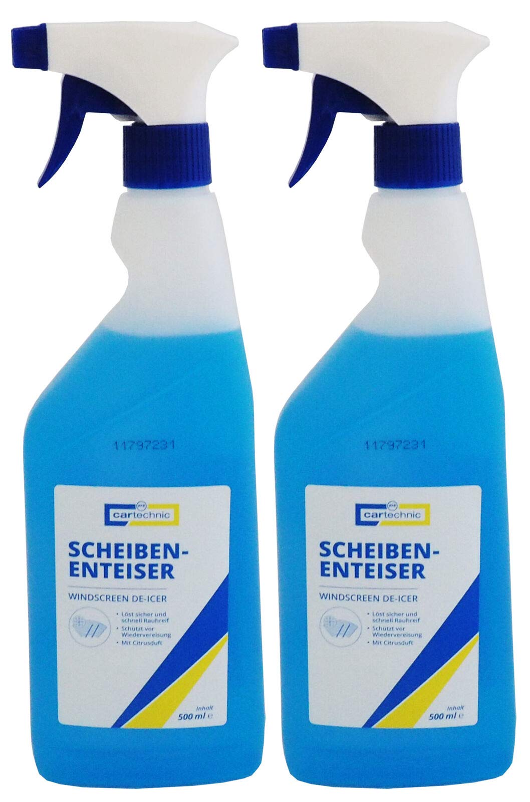 2 x cartechnic Scheibenenteiser 500ml, Enteiserspray Auto, Eisentferner für Autoscheiben von Preisjubel