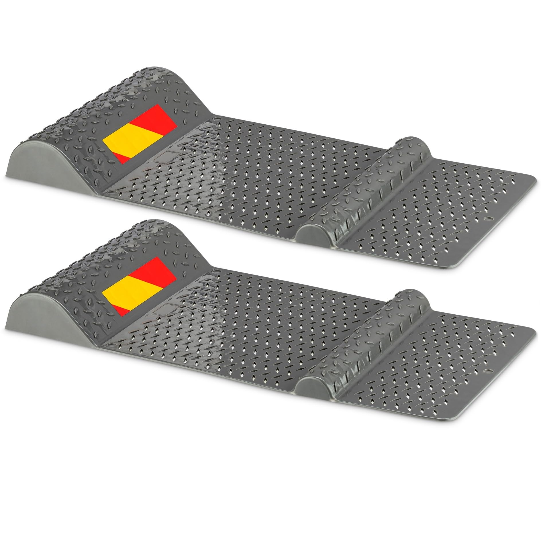 2X Garagen Einparkhilfe Garage, rutschfeste Parkmatte - Bremsschwelle in Grau mit Kennzeichnung - Radstopper Garage, Parkhilfe seitliche Einfahrhilfe 52x25cm, Positionsmatte für sicheres Einparken von Preiswert & Gut