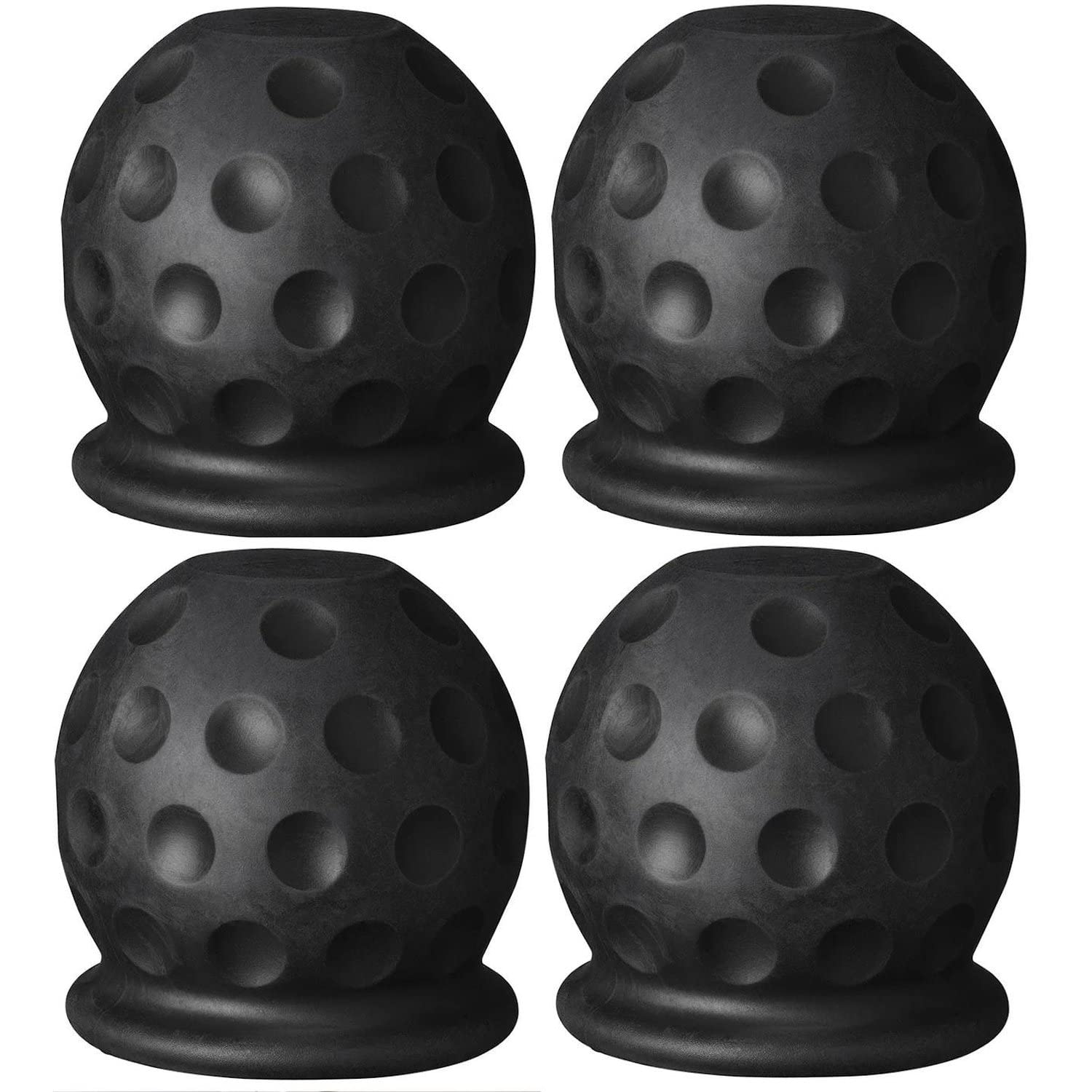 4X Abdeckung Anhängerkupplung Golfball Schwarz – Schutzkappe aus Gummi für max. Ø 50 mm – Witterungsbeständige Abdeckkappe – Schutzhülle für Kugelkopf Rund von Preiswert & Gut