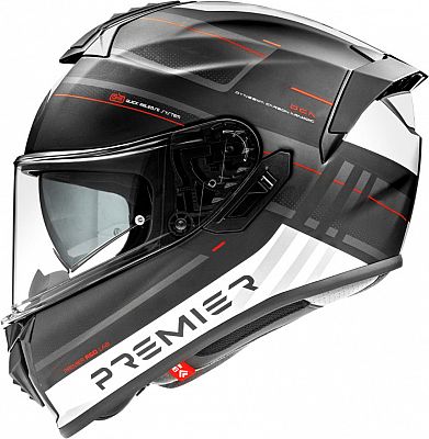 Premier Evoluzione SP, Integralhelm - Matt Schwarz/Weiß/Rot - L von Premier