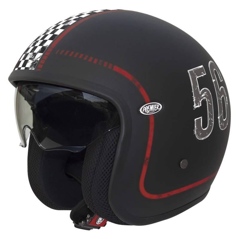 Premier HELM VINTAGE FL 9 BM,SCHWARZ/ROT/WEISS,S von Premier