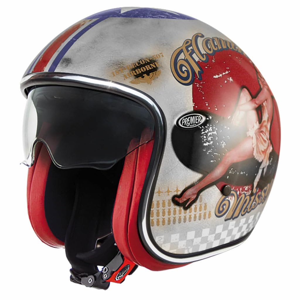 Premier HELM VINTAGE PIN UP OLD STYLE SILVER,GRAU/ROT/BLAU,M von Premier