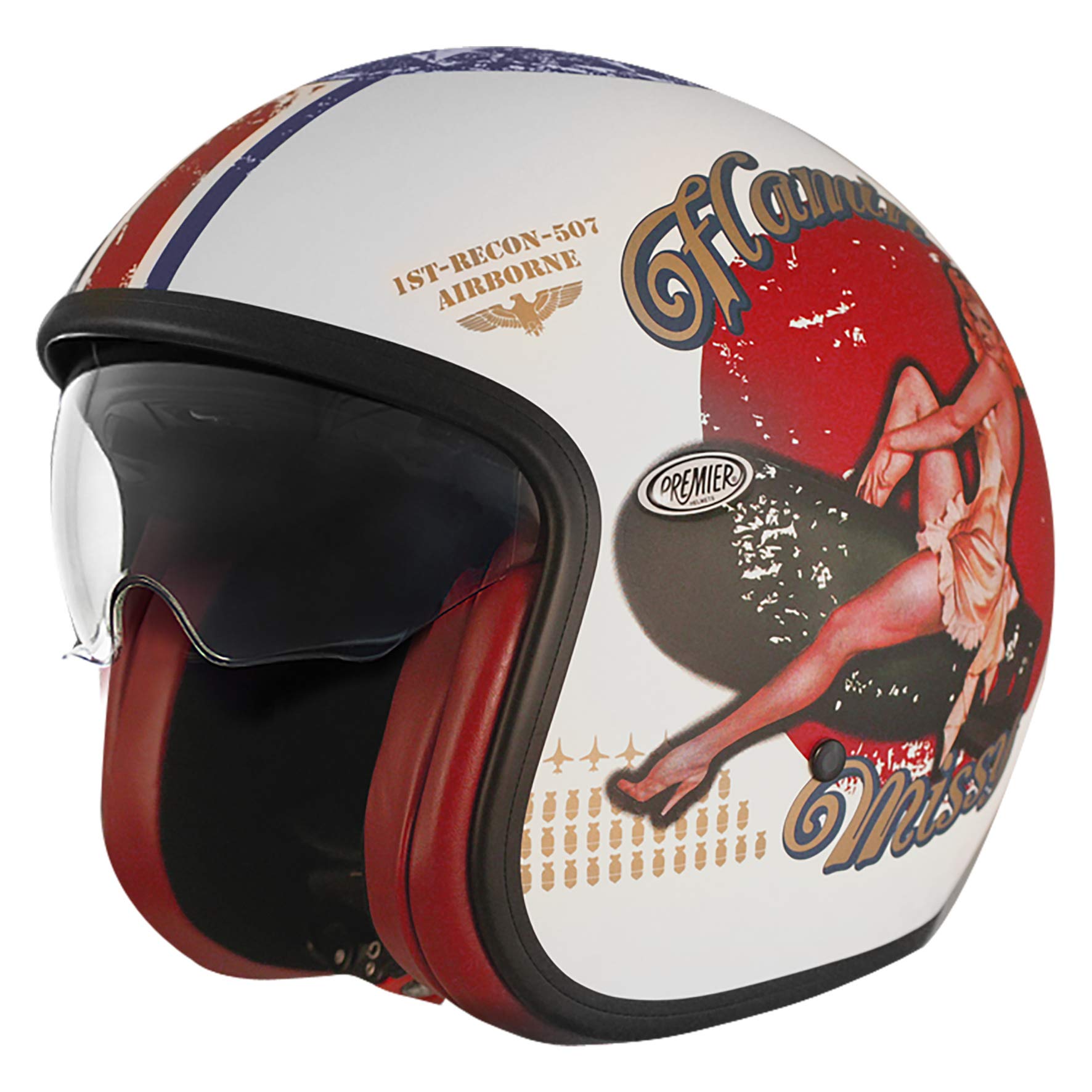 Premier HELM VINTAGE PIN UP 8 BM,WEISS/ROT/BLAU,M von Premier