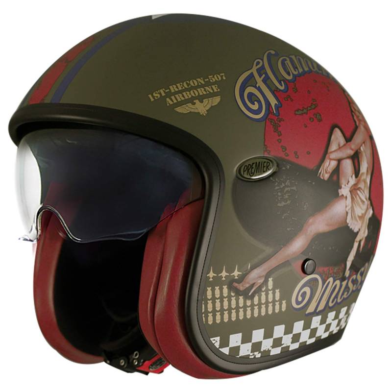 Premier HELM VINTAGE PIN UP MILITARY BM,MILITÄRGRÜN/GELB/ROT,S von Premier