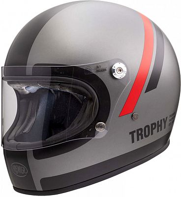 Premier Trophy DO, Integralhelm - Matt Grau/Schwarz/Rot - S von Premier