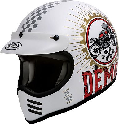 Premier Trophy MX Speed Demon, Motocrosshelm - Matt Weiß/Gold/Rot - S von Premier