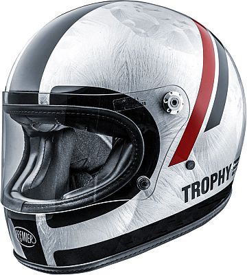 Premier Trophy Platinum Edition DR, Integralhelm - Silber/Schwarz/Rot - L von Premier