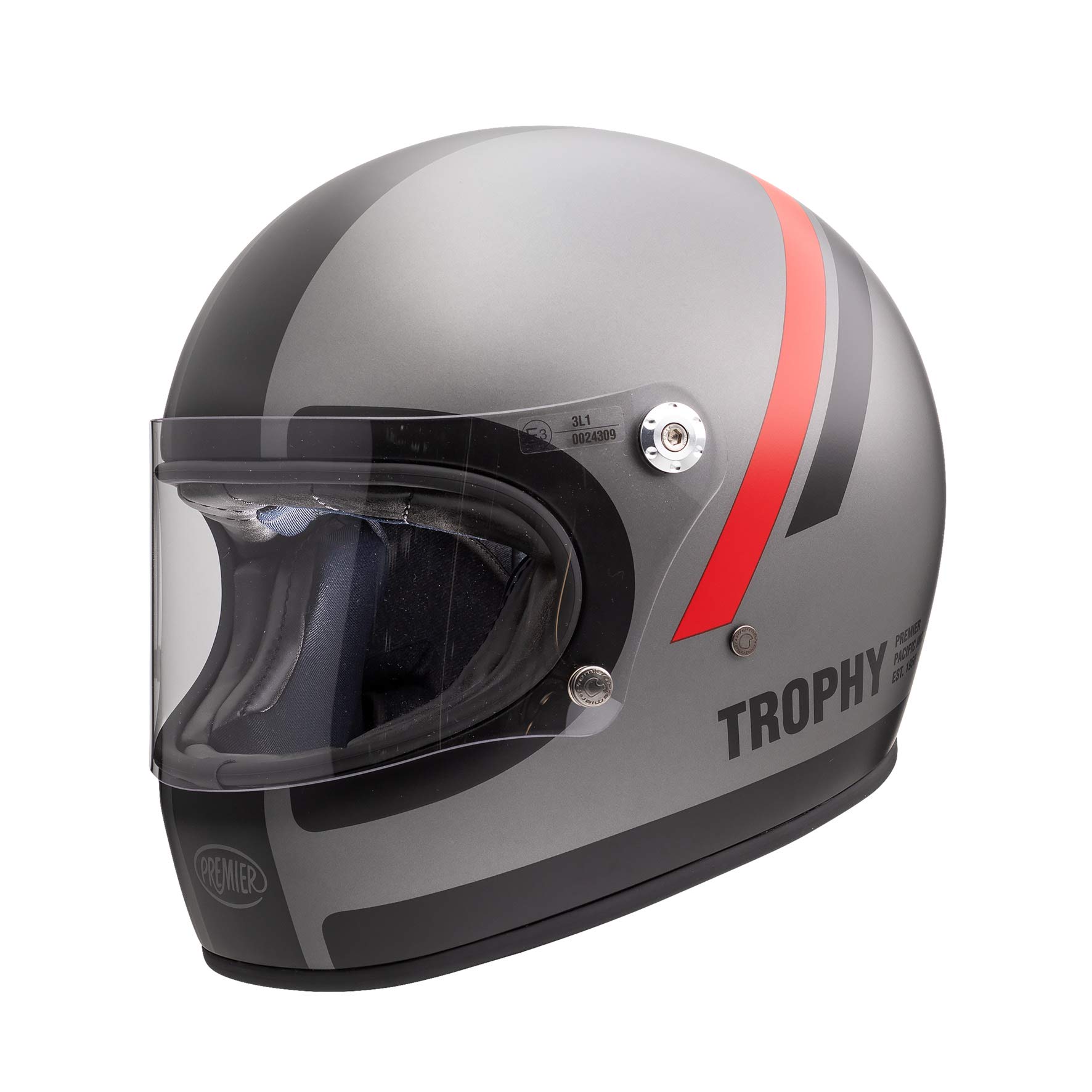 Premier Unisex-Adult Trophy DO17 BM Helm, GRAU/SCHWARZ/ROT, XS von Premier