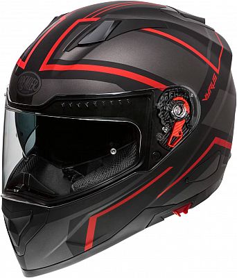 Premier Vyrus ND, Integralhelm - Matt Schwarz/Dunkelgrau/Rot - XL von Premier