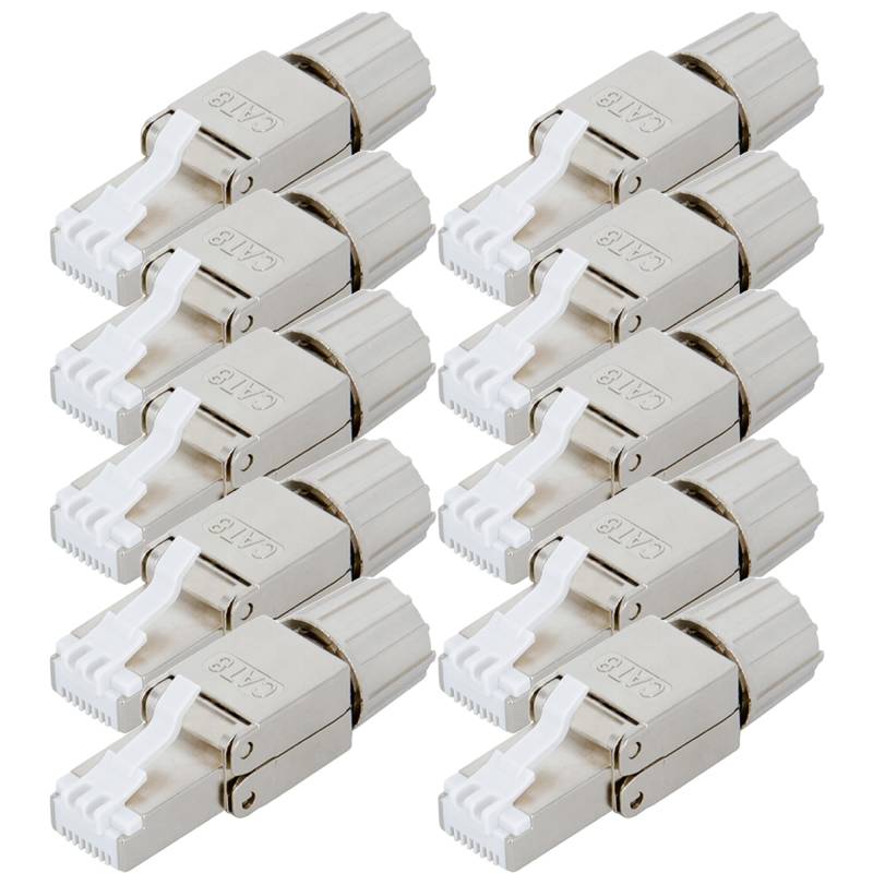 Premium X 10x Netzwerkstecker RJ45 Cat 8 Stecker Stahl für Verlegekabel Netzwerkkabel Kabel Ethernet Werkzeuglos Werkzeugfrei LAN Anschluss 40 Gbit/s von Premium X