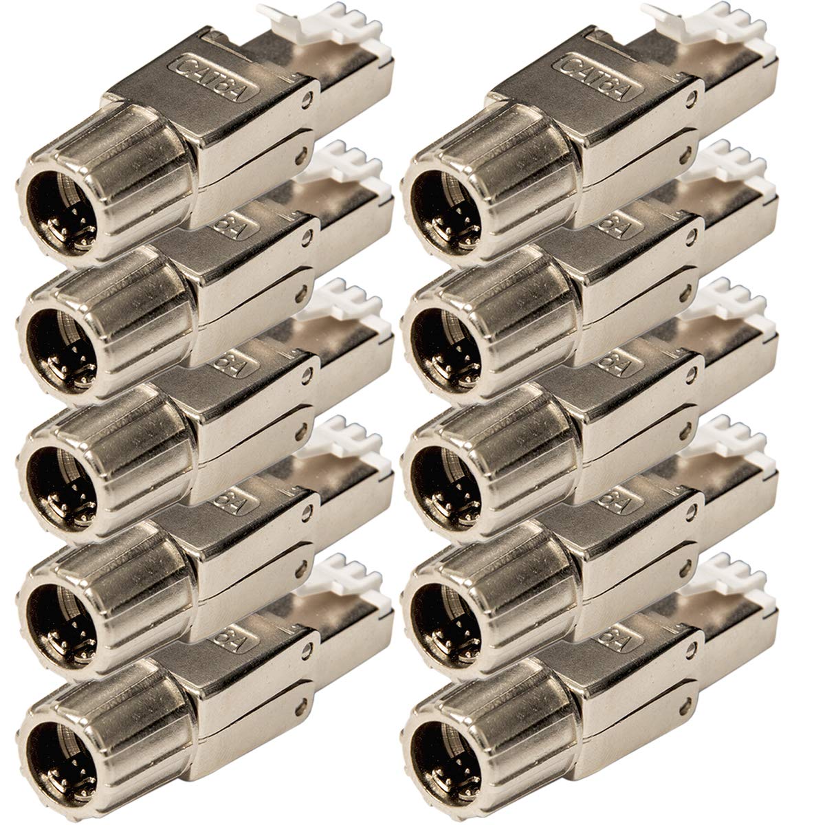 PremiumX 10x Netzwerkstecker RJ45 Cat 6a Stecker Stahl für Verlegekabel Netzwerkkabel Kabel Ethernet Werkzeuglos Werkzeugfrei LAN Anschluss 10 Gbit/s von Premium X