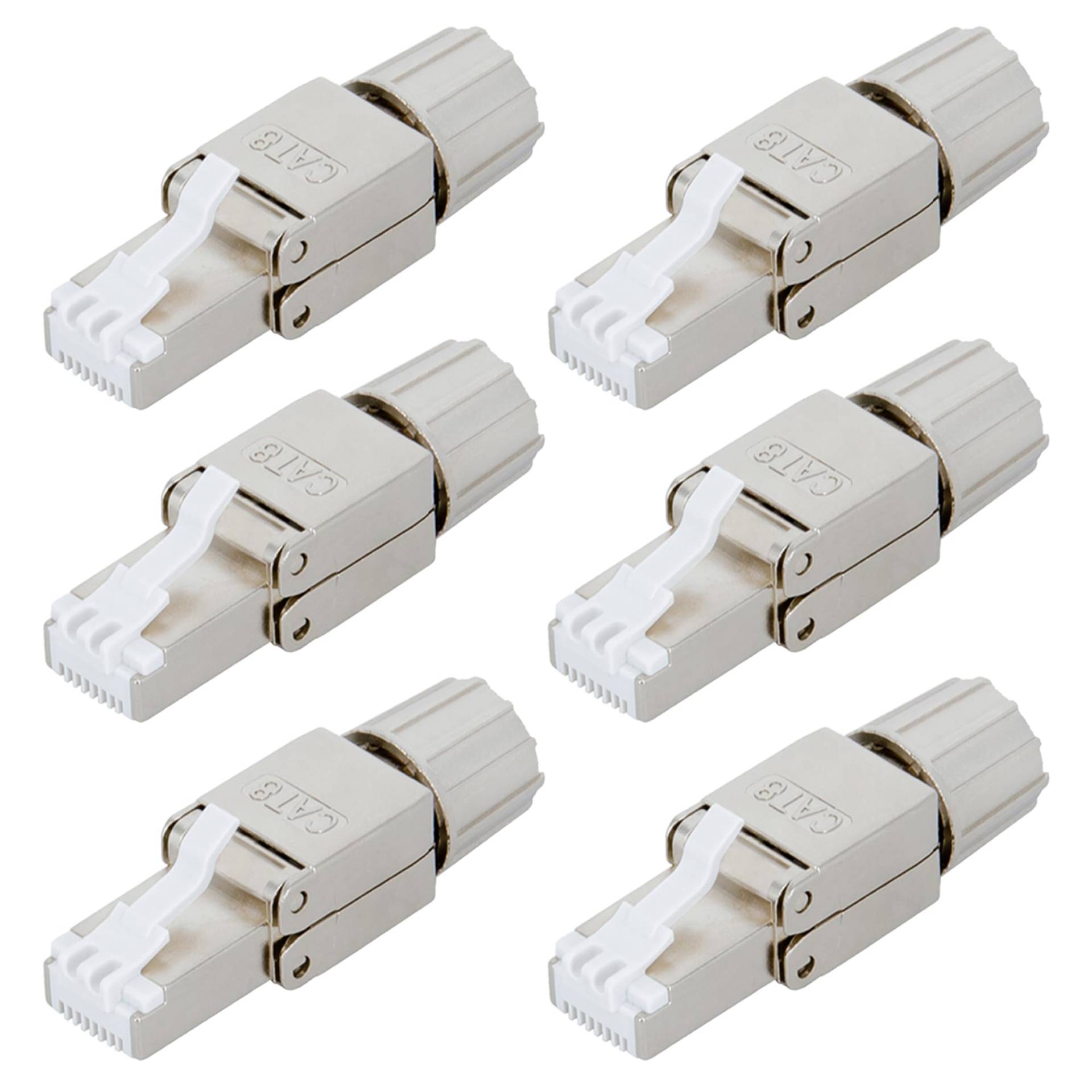 PremiumX 6x Netzwerkstecker RJ45 Cat 8 Stecker Stahl für Verlegekabel Netzwerkkabel Kabel Ethernet Werkzeuglos Werkzeugfrei LAN Anschluss 40 Gbit/s von Premium X