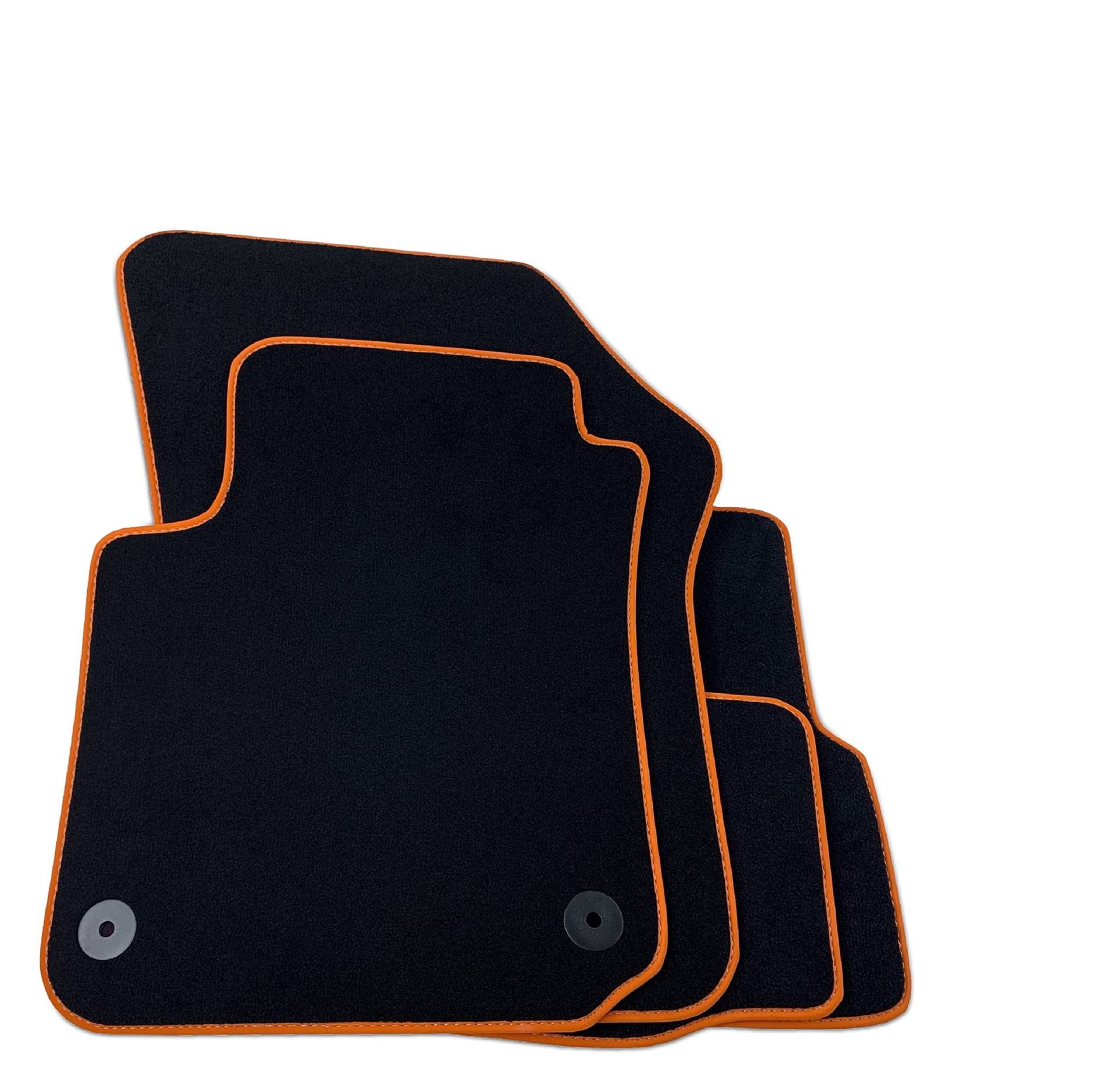 Premium Fußmatten für VW Up MII Velours Schwarz Nubuk-Band Orange Automatten NEU von Premium