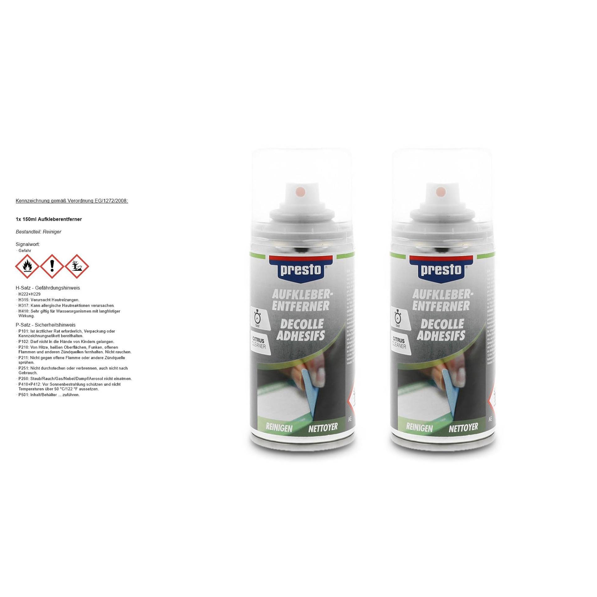 PRESTO 2x 150ml Aufkleberentferner von Presto