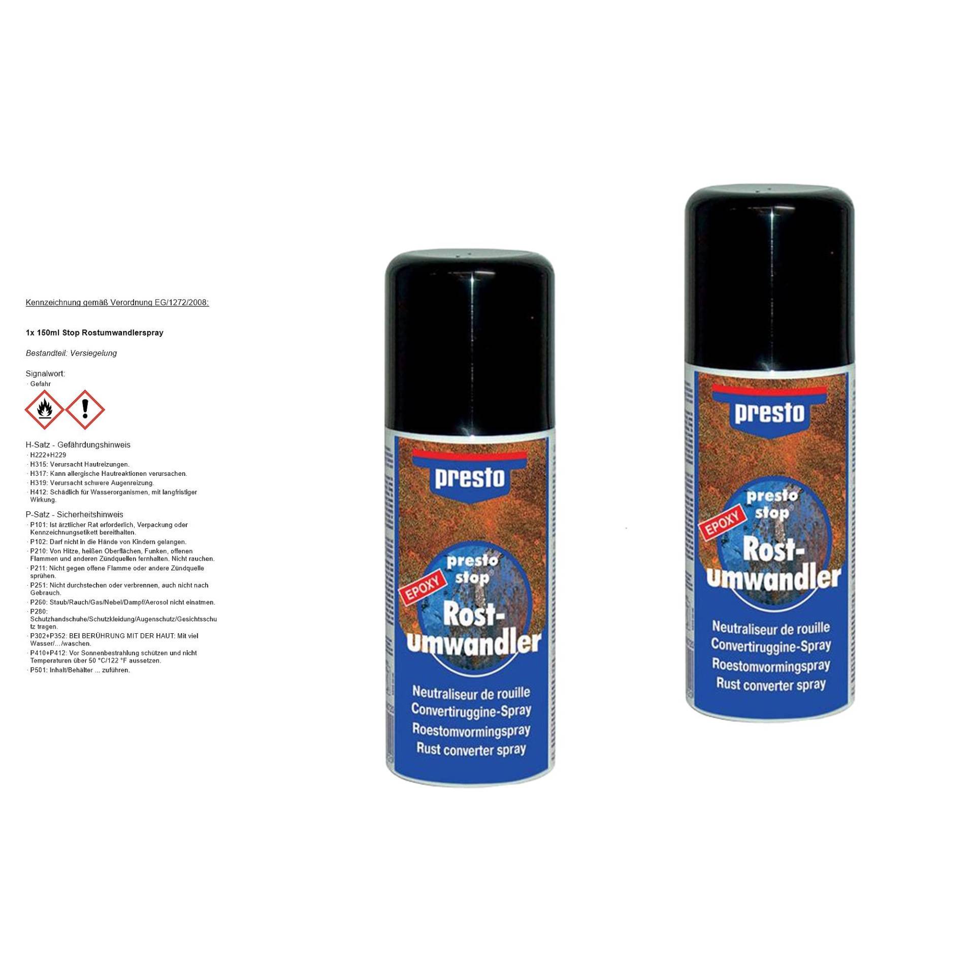 PRESTO 2x 150ml Stop Rostumwandlerspray von Presto