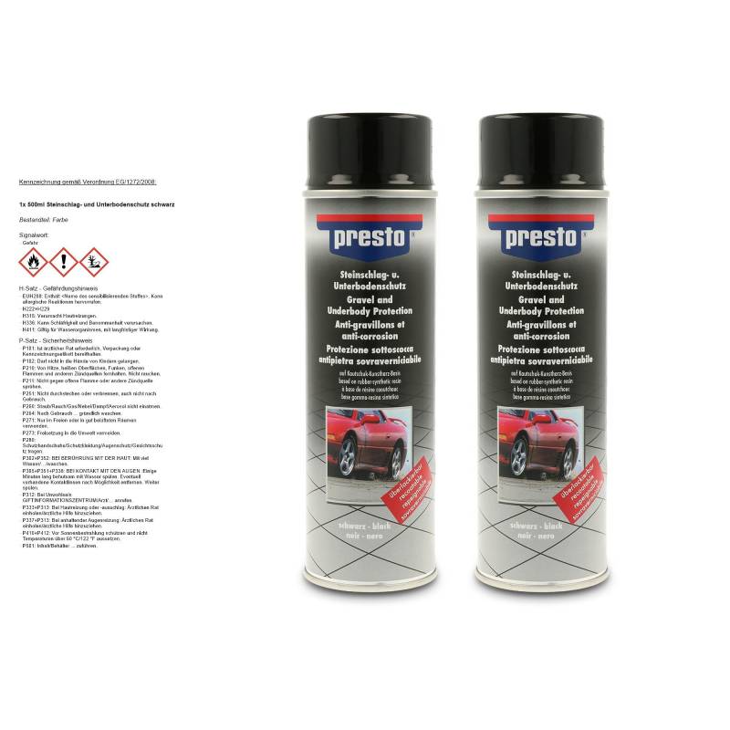 PRESTO 2x 500ml Steinschlagschutz schwarz von Presto