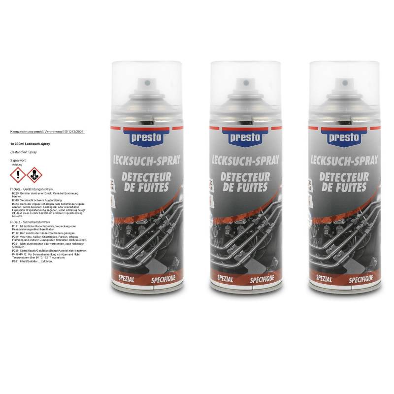 PRESTO 3x 300ml Lecksuch-Spray, DVGW zertifiziert von Presto