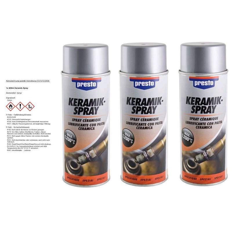 PRESTO 3x 400ml Keramik-Spray weiß 157073 von Presto