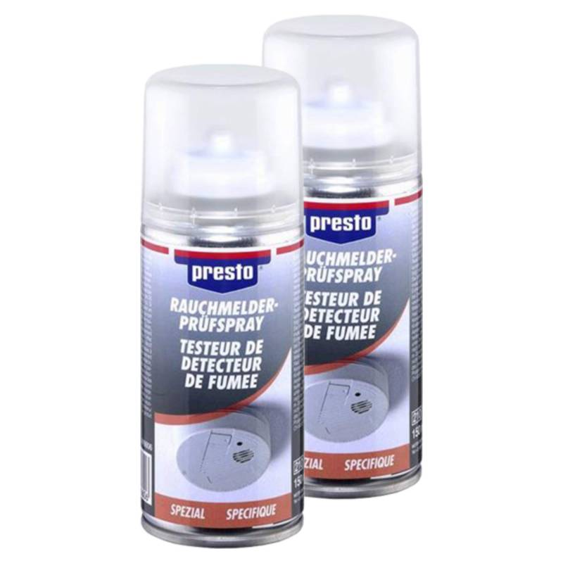 Presto 2X 416606 RAUCHMELDER-PRÜFSPRAY TESTSPRAY RAUCHWARNMELDER 150 ml von Presto