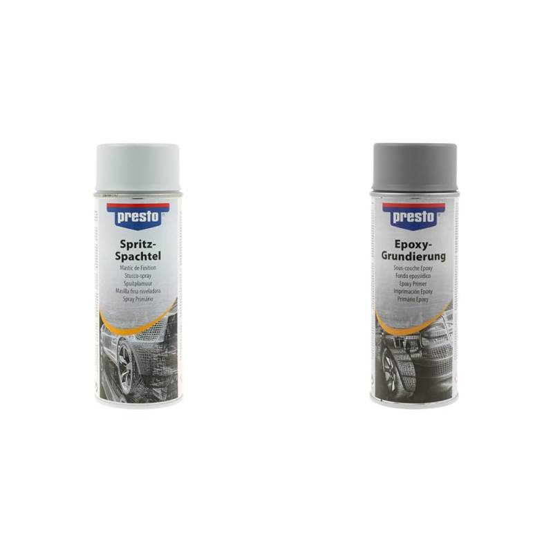 Presto 308127 Spritzspachtel 400 ml & 502637 Epoxy-Grundierung grau 400 ml von Presto