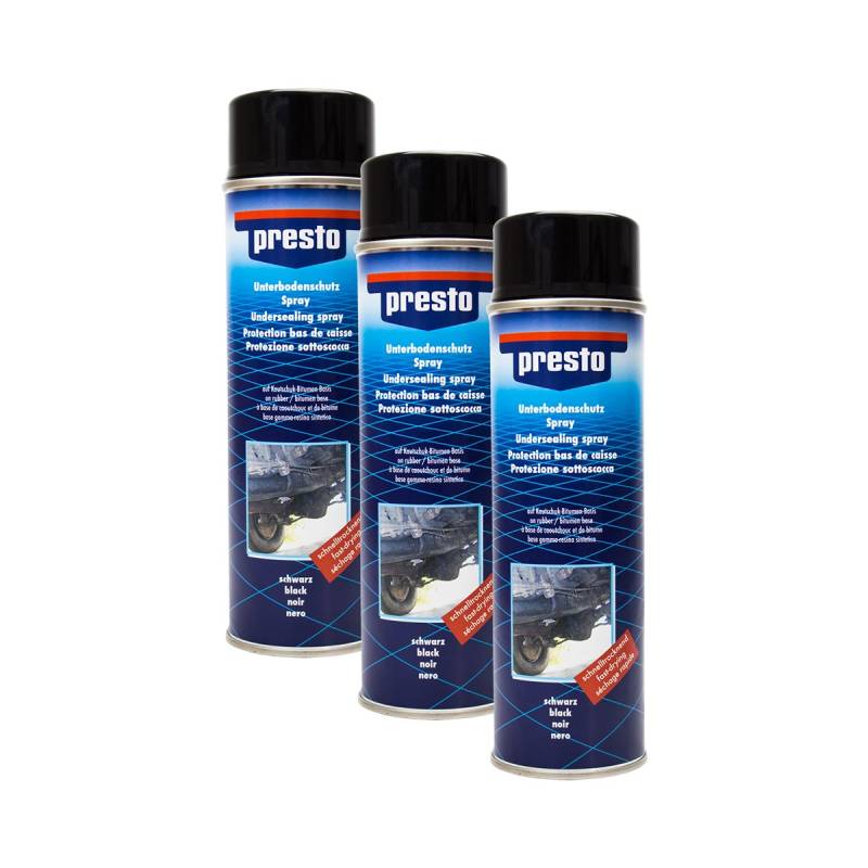 Presto 3X 306017 UNTERBODENSCHUTZ Bitumen VERSIEGELUNG SCHWARZ 500 ml von Presto