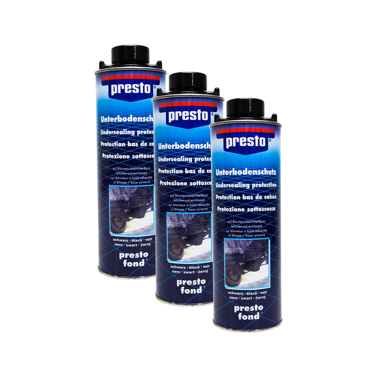 Presto 3X 603239 UNTERBODENSCHUTZ Bitumen VERSIEGELUNG SCHWARZ 1 l von Presto