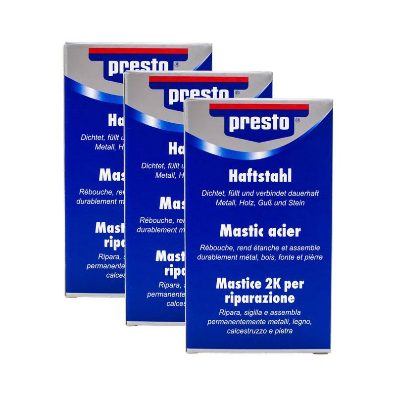 Presto 3X 603901 HAFTSTAHL DICHTER FÜLLEN KLEBEN DICHTEN LÖSUNGSMITTELFREI 125 g von Presto