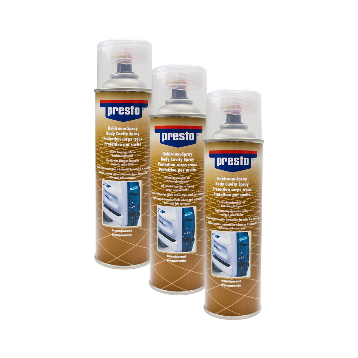 Presto 3X HOHLRAUM Schutz VERSIEGELUNG Karosserie STEITENTEIL TRANSPARENT 500ml von Presto