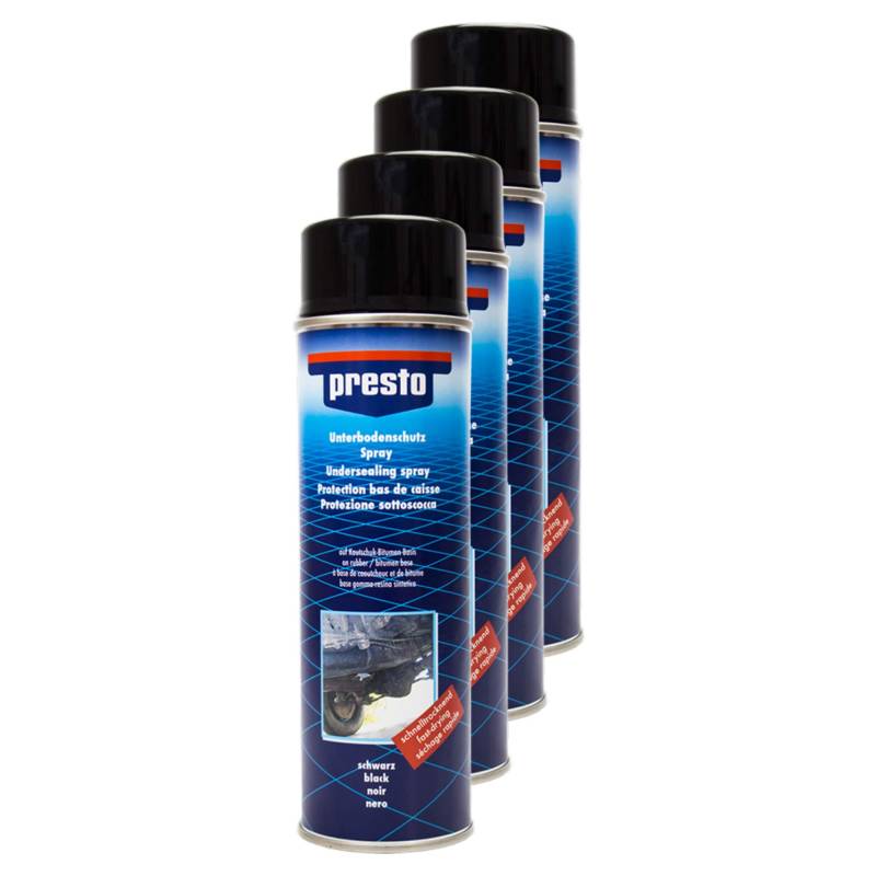 Presto 4X 306017 UNTERBODENSCHUTZ Bitumen VERSIEGELUNG SCHWARZ 500 ml von Presto