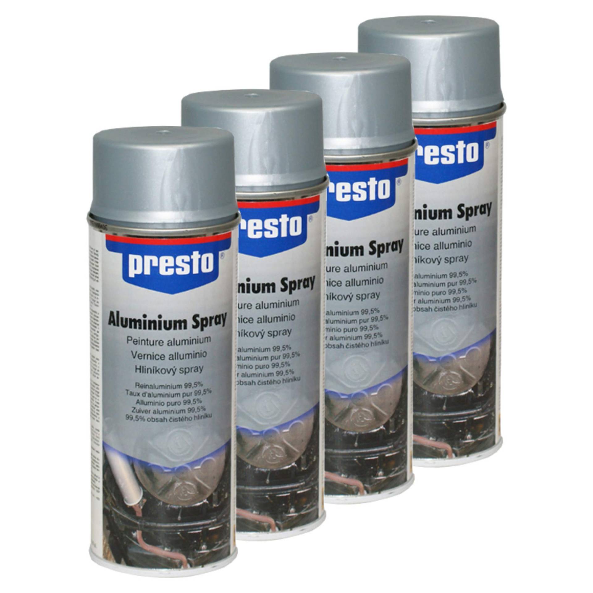 Presto 4X 307137 Aluminium Spray KORROSIONSSCHUTZ Schutz ABGASROHR AUSPUFF 400 m von Presto