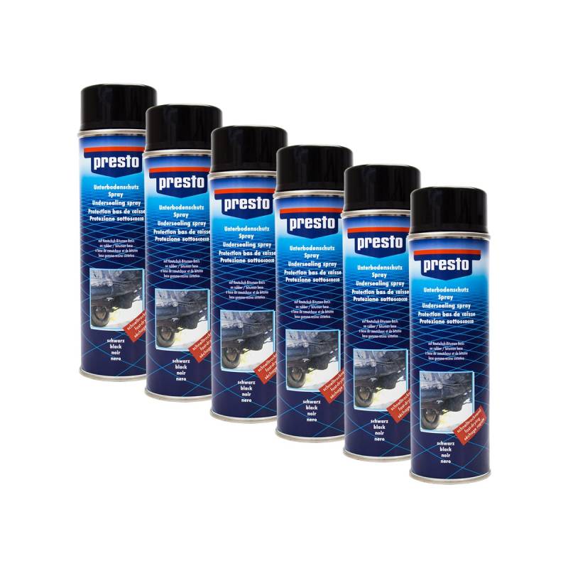 Presto 6X 306017 UNTERBODENSCHUTZ Bitumen VERSIEGELUNG SCHWARZ 500 ml von Presto