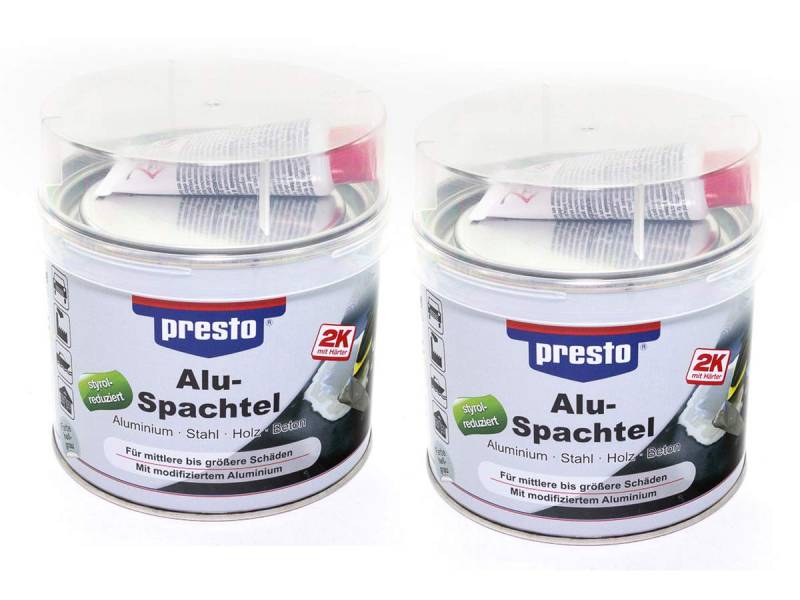 presto 2K Alu-Spachtel 600375 2000g inkl. 25g Härter Aluminium Stahl Holz Beton von Presto