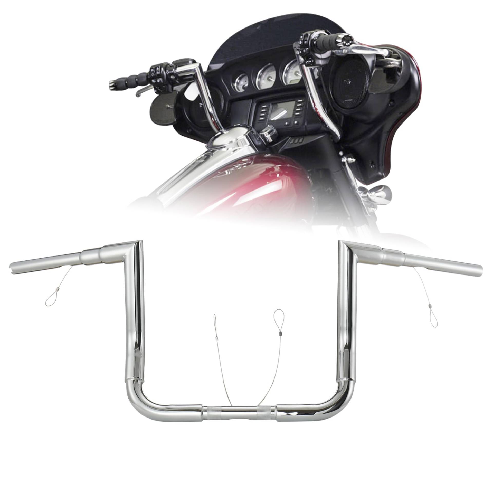 25,4 cm Ape Kleiderbügel für 1996–2023 Harley Touring Modelle Schweißstil Lenker für Street Glide/Electra Glide/Ultra Classic/Ultra Limited/Tri-Glide Modelle mit Batwing Verkleidung, Chrom von Prewired