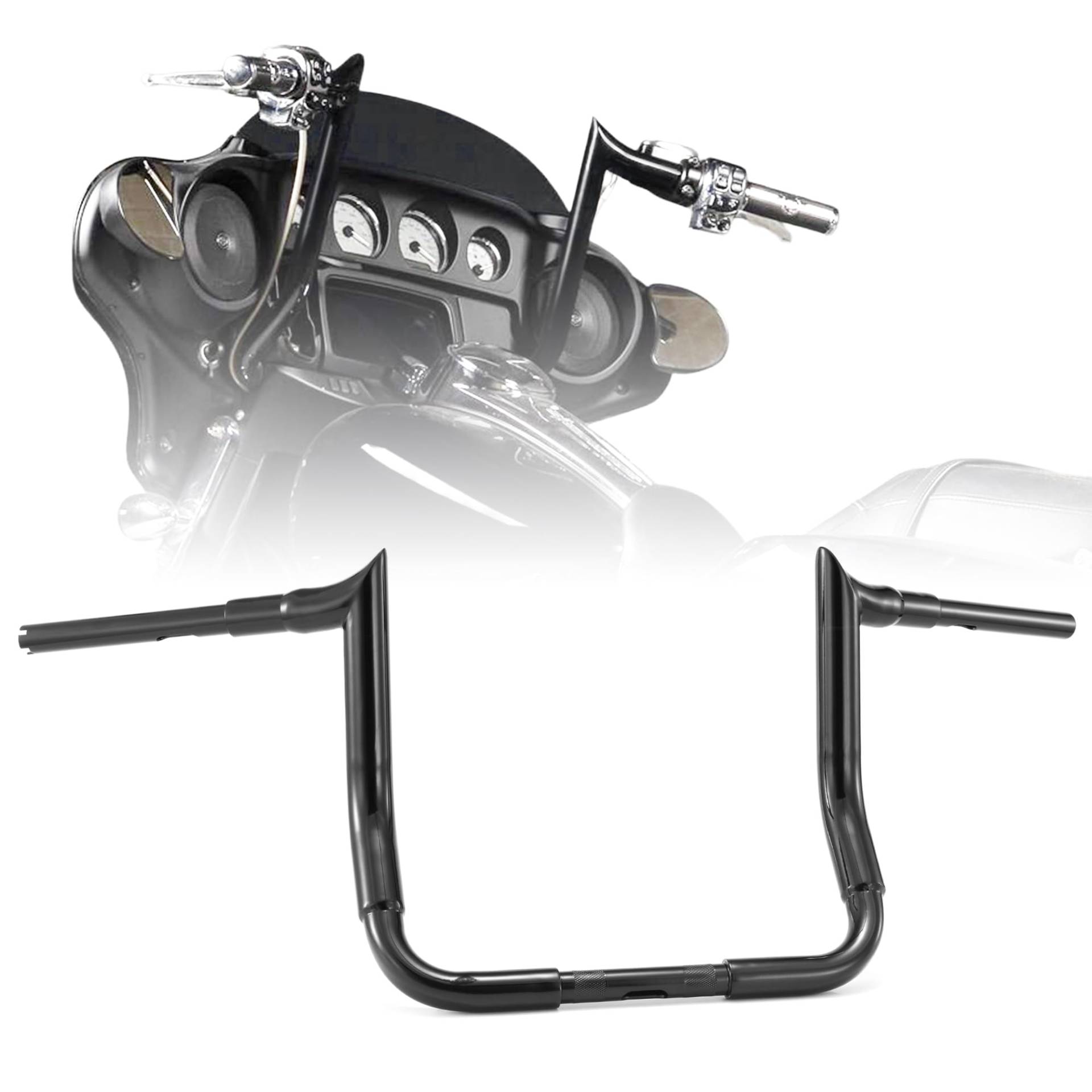 25,4 cm Rise Ape Hangers Bagger-Lenker für Harley ab 1996 Street Glide FLHX/Electra Glide FLHT/Ultra Limited FLHTK/Tri-Glide FLHTCUTG Modelle, Schwarz von Prewired