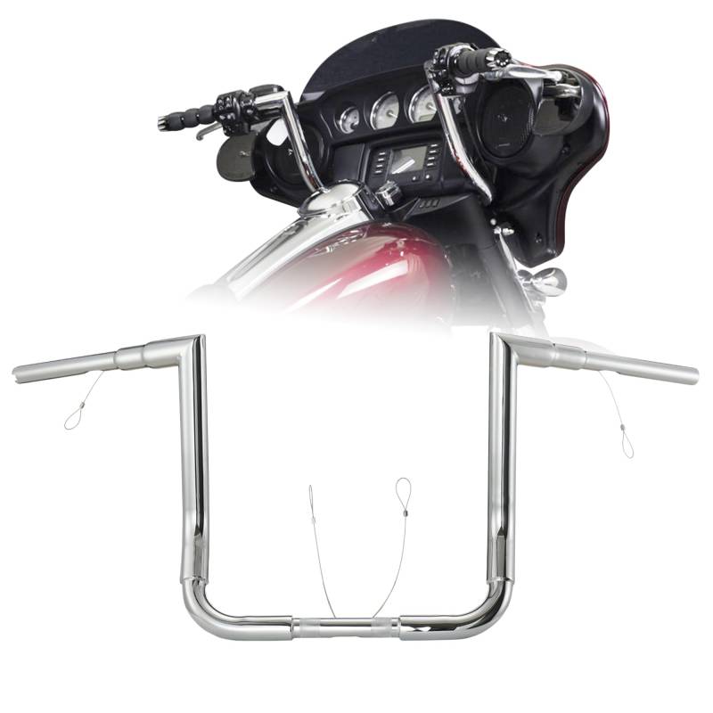 30,5 cm Ape Kleiderbügel für 1996–2023 Harley Touring Modelle Schweißstil Lenker für Street Glide/Electra Glide/Ultra Classic/Ultra Limited/Tri-Glide Modelle mit Batwing Verkleidung, Chrom von Prewired