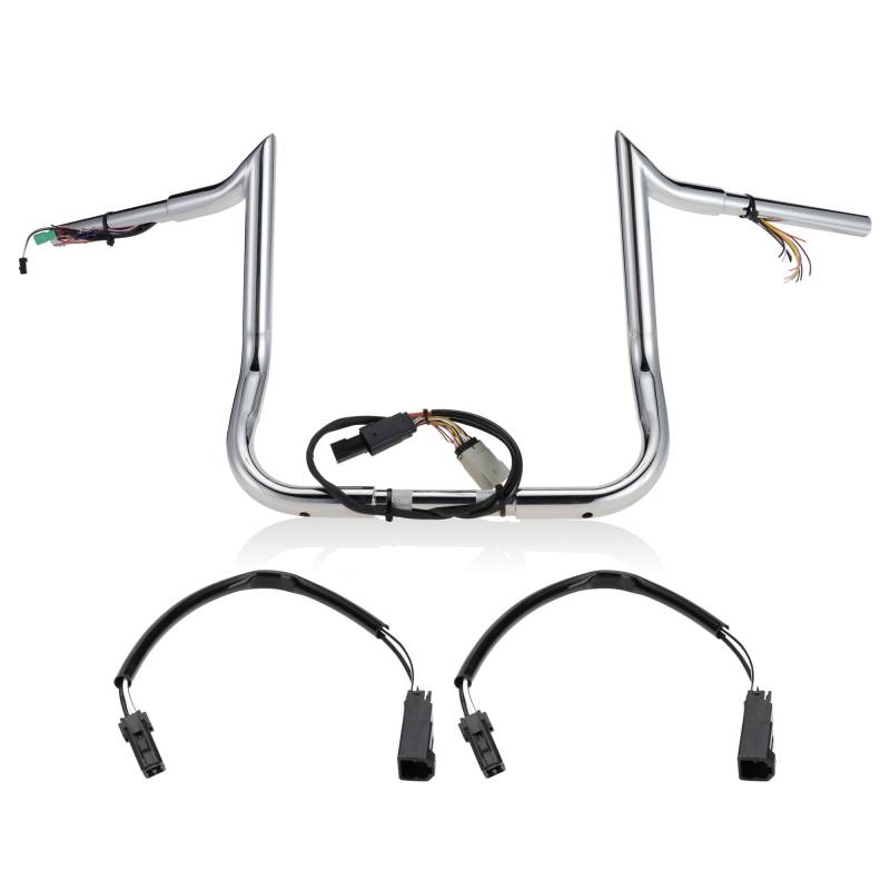 Prewired 25,4 cm Rise Ape Hangers Street Glide Lenker für Harley 2008–2013 Street Glide/Electra Glide/Ultra Limited 3,2 cm Meathook Bar vorverdrahteter CAN-Bus Draht und TBW und beheizte Griffdrähte, von Prewired