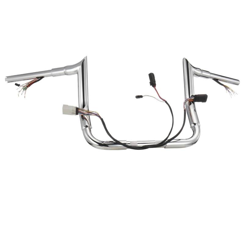 Prewired 3,8 cm Fat vorverdrahtete Ape Hangers Street Glide Lenker mit CAN-Bus/TBW/beheizten Griffen, Draht, 25,4 cm Rise Meathook Gehrungsschnitt für Harley Street Glide/Electra Glide/Ultra Limited, von Prewired