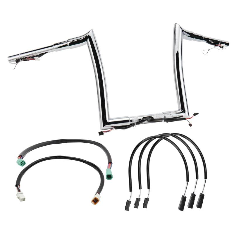 Prewired Fat Road Glide Lenker Ape Hangers vorverdrahteter CAN-Bus Draht und Führungsleine für Harley 2014–2023 Road Glide/Road Glide Special/Road Glide Ultra 30,5 cm Rise Meathook Bar, Chrom von Prewired