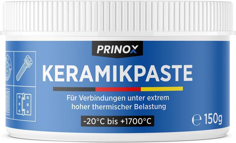 Prinox Profi Keramikpaste 150g - Extrem Hitzebeständig bis +1700°C - Keramik Paste für KFZ Bremsen, Auspuff, als Schmierpaste und Langzeitfett für Schrauben, Bremspaste etc. von Prinox