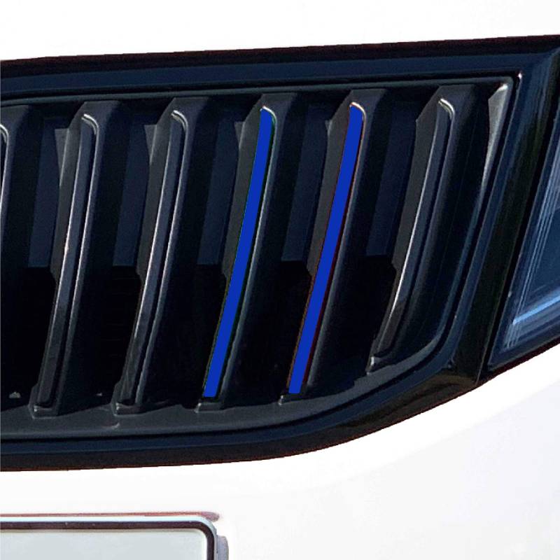 P037 20 teiliges Kühlergrill Folien-Set Front Stripes Gitter Aufkleber Styling Folie Streifen für Grill (Brillantblau) von PrintAttack