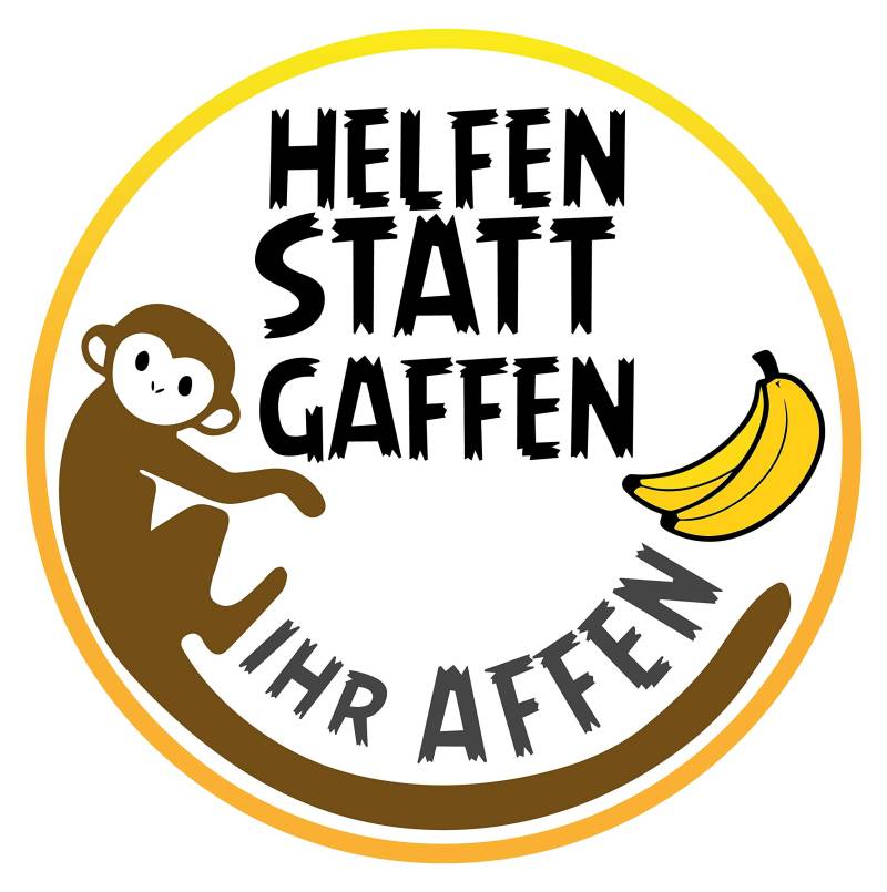 PrintAttack P020 | 2er Set - HELFEN STATT GAFFEN - Ihr AFFEN Aufkleber 10 cm x 10 cm | Fun Aufkleber | Fun Sticker | Aufkleber | Stickerbomb | Helfen statt gaffen | Rettungsgasse von PrintAttack