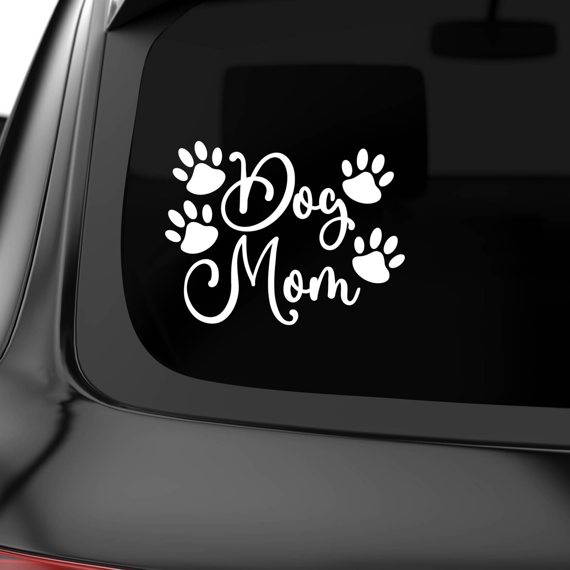 PrintAttack P008 | Dog Mom Hundeaufkleber Hunde Taxi Love Tiere Hund | Sticker für Auto, Wohnmobil | Hundeliebe (Weiss) von PrintAttack